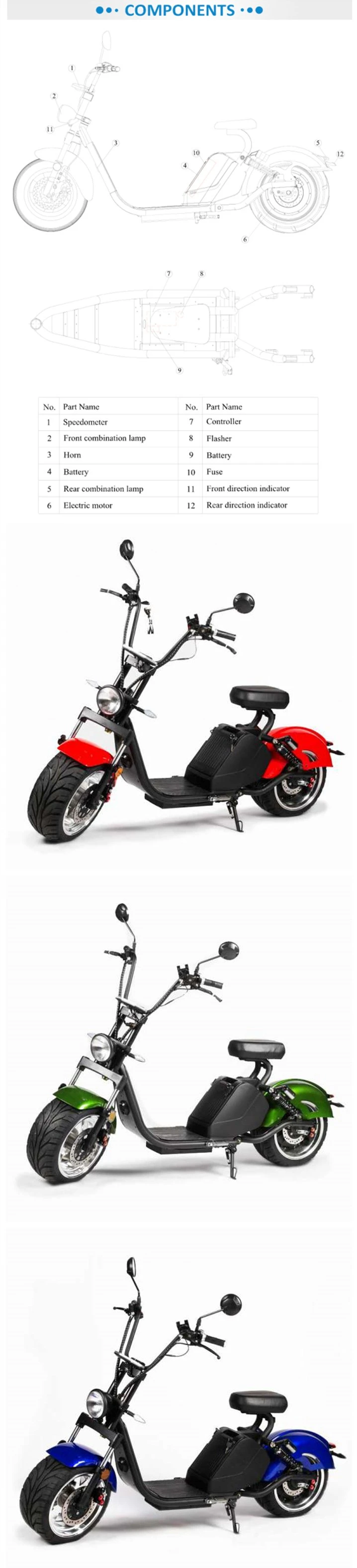 Citycoco Scooter High Level Balance Electric Vehicle Fat Tire EEC 1200W Adult Electric Scooter