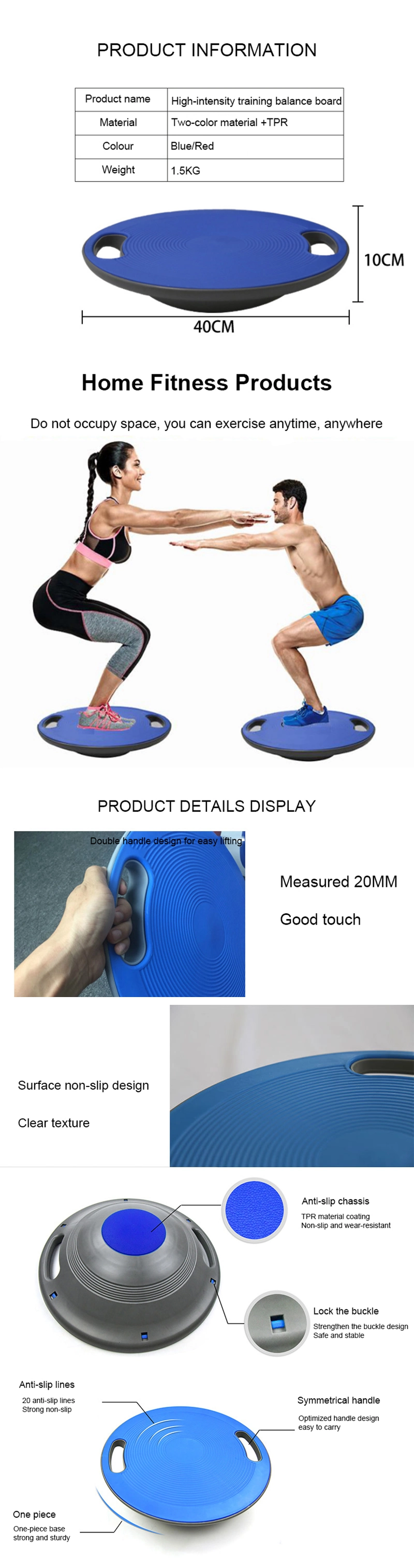 Heavy Duty Plastic Hoverboard Self Balancing Yoga Balance Board Trainer Balance Board with Handles