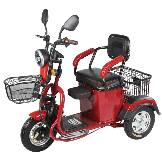 Mini Open Electric Tricycle Electric 3 Wheelers with Front and Rear Baskets